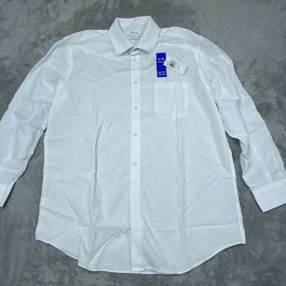 Calvin Klein Mens White Stretch Dress Shirt 16-16.5 32/33 a1137 - Picture 1 of 9